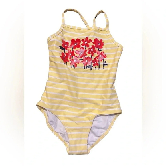 HANNA ANDERSSON NEW GIRLS YELLOW ONE PIECE BATHING SUIT SWIMSUIT SIZE 6 7 (120) - Picture 1 of 5